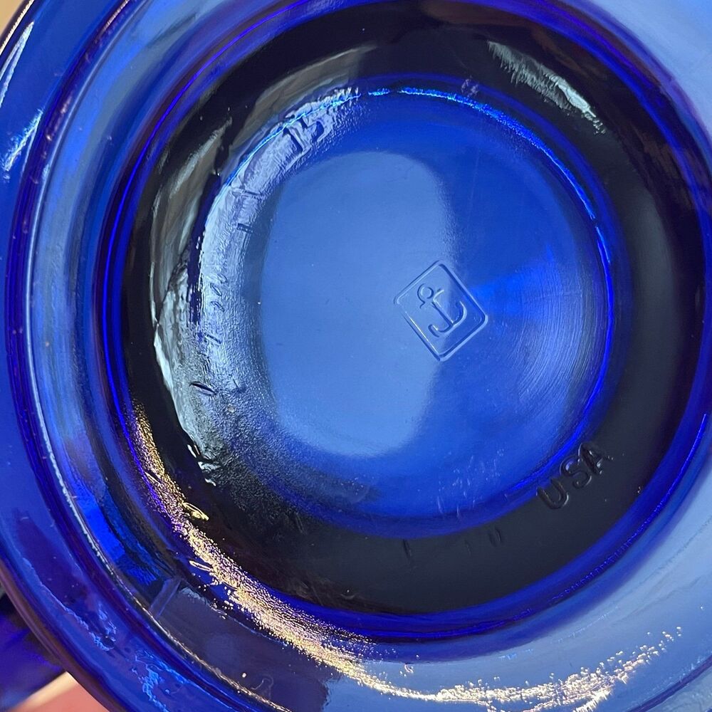 Vintage Starbucks Cobalt Blue Glass Mug - Etched Siren Logo - Anchor Hocking - Picture 5 of 8